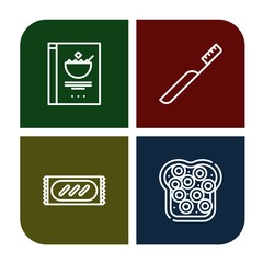 Set of fresh icons such as Cereals, Toothbrush, Bread, Caviar , fresh