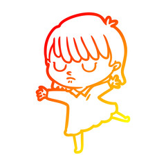 warm gradient line drawing cartoon woman