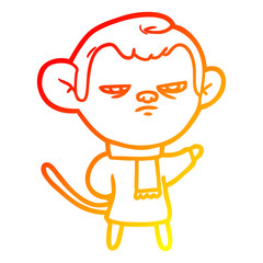 warm gradient line drawing cartoon monkey