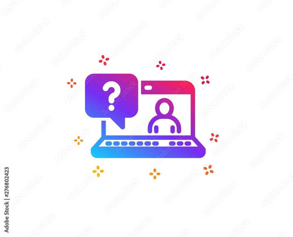 Poster question mark icon. online faq support sign. dynamic shapes. gradient design faq icon. classic style