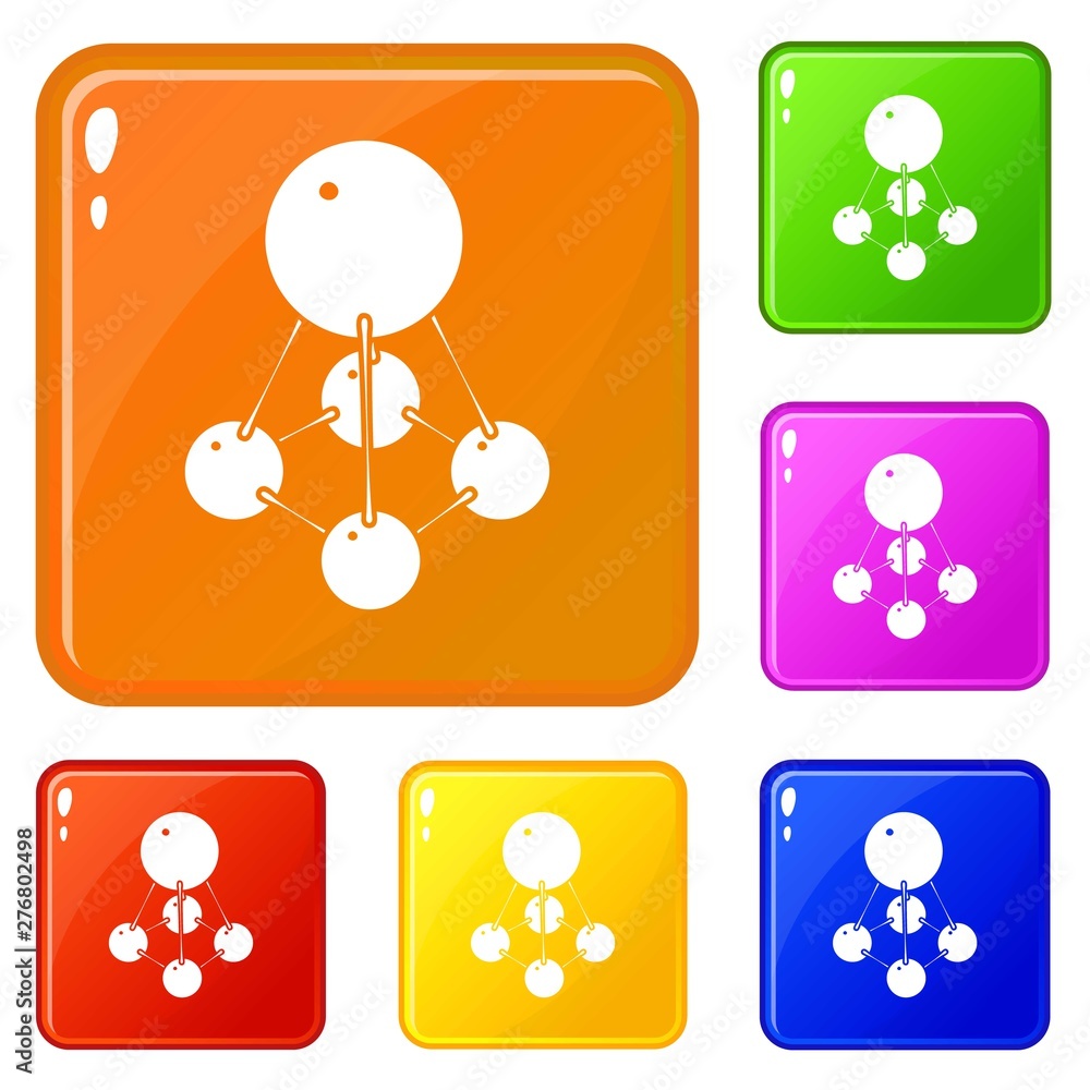 Poster nitromethane icons set collection vector 6 color isolated on white background