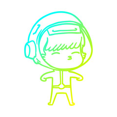 cold gradient line drawing cartoon curious astronaut