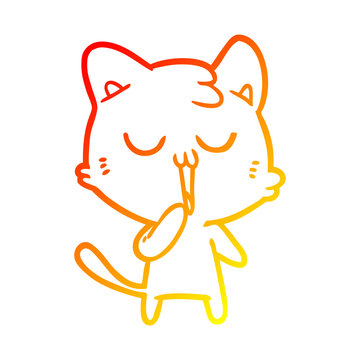 recommend clip art: warm gradient line drawing cartoon cat yawning