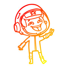 warm gradient line drawing cartoon laughing astronaut