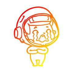 warm gradient line drawing cartoon crying astronaut