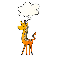 cartoon giraffe and thought bubble in smooth gradient style