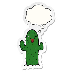 cartoon cactus and thought bubble as a printed sticker