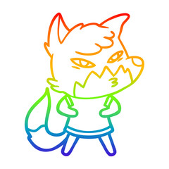 rainbow gradient line drawing clever cartoon fox