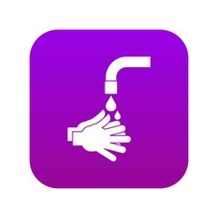Cleaning hands icon digital purple for any design isolated on white vector illustration