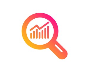 Chart icon. Report graph or Sales growth sign in Magnifying glass. Analysis and Statistics data symbol. Classic flat style. Gradient data analysis icon. Vector