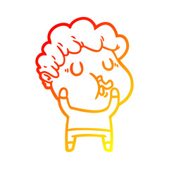 warm gradient line drawing cartoon man pulling face