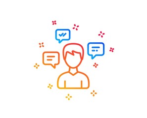 Obraz na płótnie Canvas Chat Messages line icon. Conversation sign. Communication speech bubbles symbol. Gradient design elements. Linear conversation messages icon. Random shapes. Vector