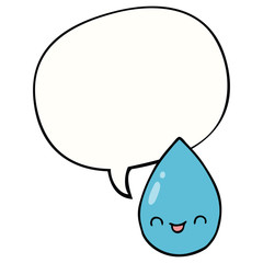 cartoon cute raindrop and speech bubble