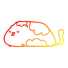 warm gradient line drawing cartoon cat