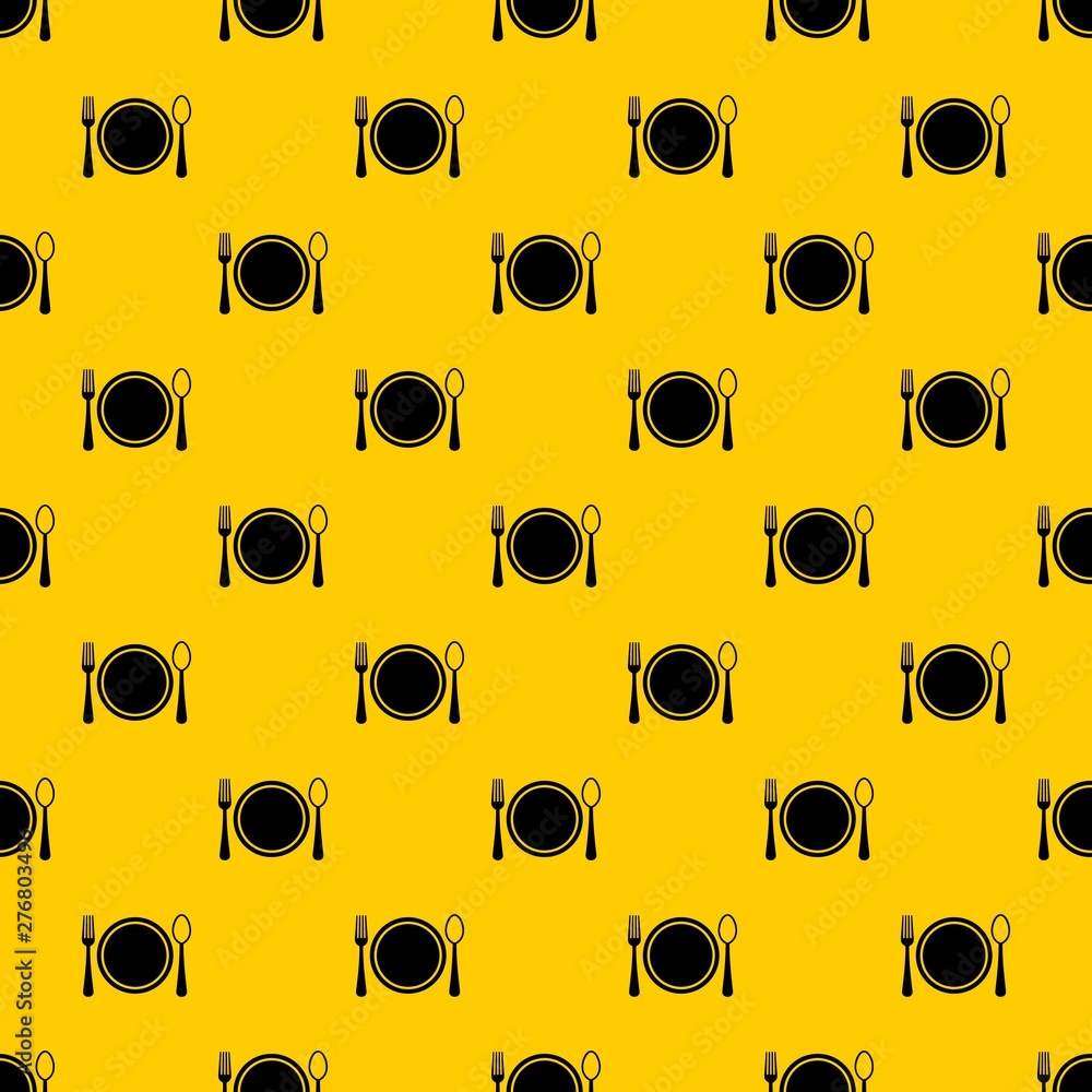 Aufkleber place setting with plate,spoon and fork pattern seamless vector repeat geometric yellow for any desi
