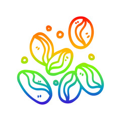 rainbow gradient line drawing cartoon coffee beans