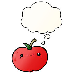 cartoon apple and thought bubble in smooth gradient style