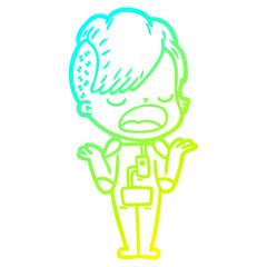 cold gradient line drawing cartoon cool hipster girl in space suit