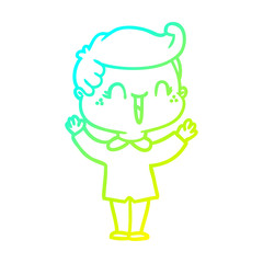 Obraz premium cold gradient line drawing cartoon laughing boy