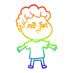 rainbow gradient line drawing cartoon angry man