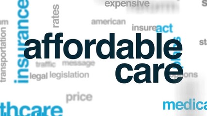 Affordable care animated word cloud. Kinetic typography.