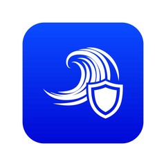 Flood protection icon blue vector isolated on white background