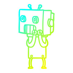 cold gradient line drawing cartoon robot