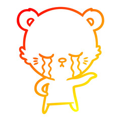 warm gradient line drawing crying cartoon polarbear
