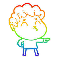 rainbow gradient line drawing cartoon man pouting