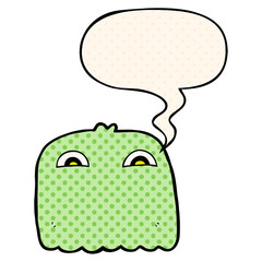 cartoon ghost and speech bubble in comic book style