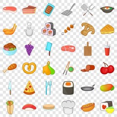 Cooking icons set. Cartoon style of 36 cooking vector icons for web for any design