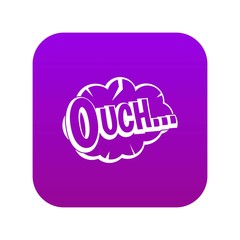 Ouch, speech cloud icon digital purple for any design isolated on white vector illustration