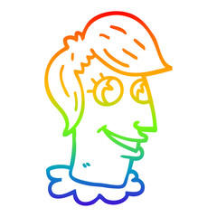 rainbow gradient line drawing cartoon human head