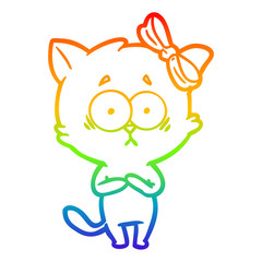 Obraz premium rainbow gradient line drawing cartoon cat