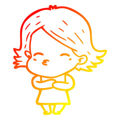 warm gradient line drawing cartoon woman