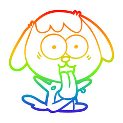 rainbow gradient line drawing cute cartoon dog