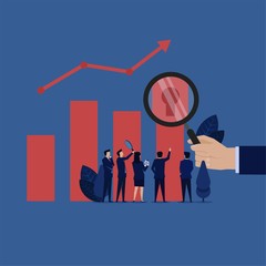 Business team analyze for keyhole on chart metaphor of search way to grow up profit.