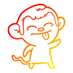 warm gradient line drawing funny cartoon monkey