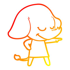 warm gradient line drawing cartoon smiling elephant
