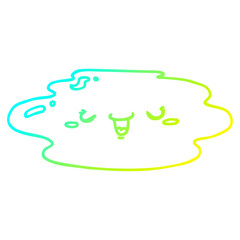 cold gradient line drawing cartoon puddle with face