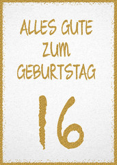 Grußkarte mit Aufschrift "Alles Gute zum Geburtstag 16" 
