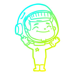 cold gradient line drawing happy cartoon astronaut