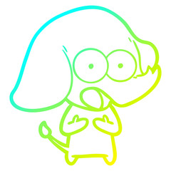 cold gradient line drawing cute cartoon elephant