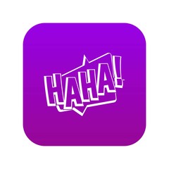 HAHA, comic text sound effect icon digital purple for any design isolated on white vector illustration