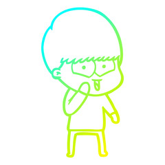 cold gradient line drawing cartoon happy boy