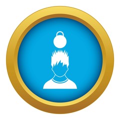 Man with the weight over head icon blue vector isolated on white background for any design