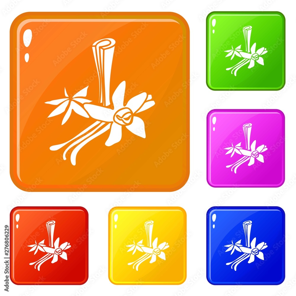 Poster spices icons set collection vector 6 color isolated on white background