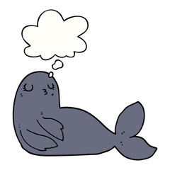 cartoon seal and thought bubble