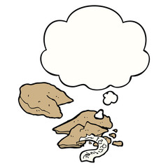 cartoon fortune cookies and thought bubble