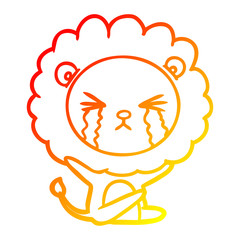 warm gradient line drawing cartoon crying lion